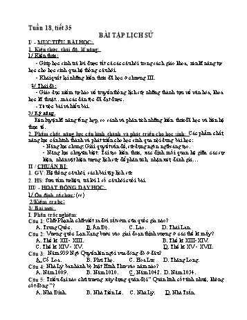 Giáo án môn Lịch sử Lớp 7 - Tuần 18