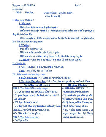 Giáo án môn Ngữ văn Lớp 6 - Tuần 1 - Năm học 2018-2019