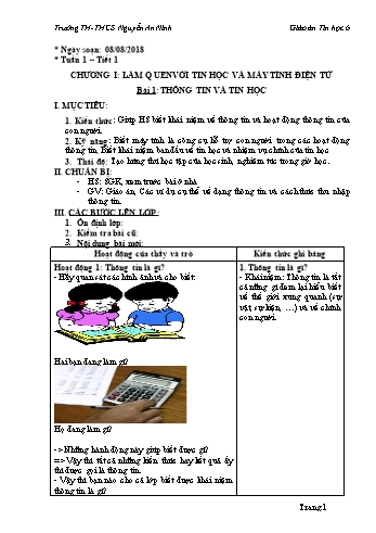 Giáo án môn Tin học Lớp 6 - Tuần 1 - Trường TH-THCS Nguyễn An Ninh