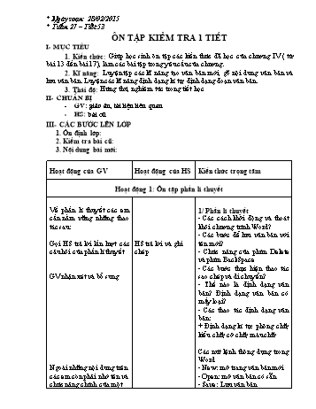 Giáo án môn Tin học Lớp 6 - Tuần 27 - Năm 2015