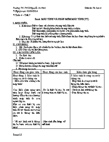 Giáo án môn Tin học Lớp 6 - Tuần 4 - Trường TH-THCS Nguyễn An Ninh