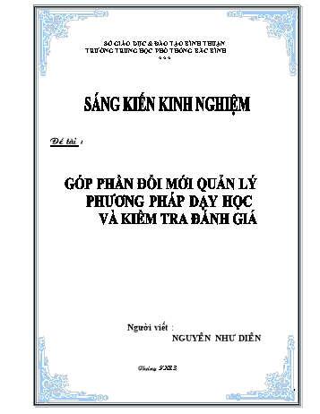 Sáng kiến kinh nghiệm Góp phần đổi mới quản lý phương pháp dạy học và kiểm tra đánh giá