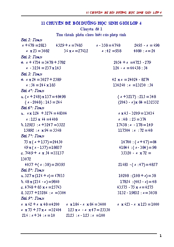 11 Chuyên đề bồi dưỡng học sinh giỏi môn Toán Lớp 4