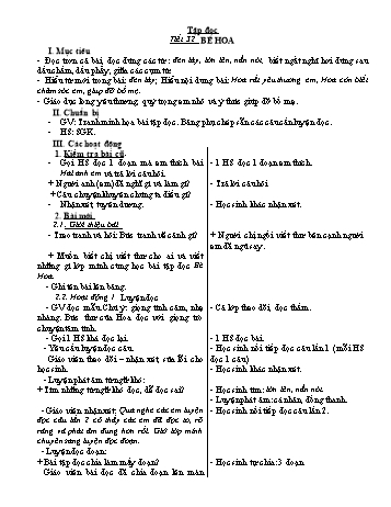 Bài giảng Tập đọc Lớp 2 - Tiết 32: Bé Hoa