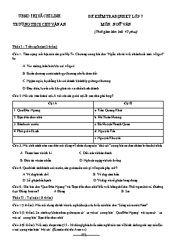 Bài kiểm tra định kỳ môn Ngữ văn Lớp 7 - Trường THCS Chu Văn An (Kèm hướng dẫn chấm)