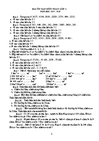 Bài ôn tập môn Toán Lớp 4 - Năm học 2019-2020