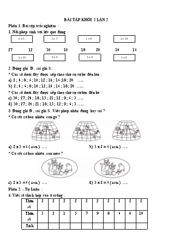 Bài tập lần 2 môn Toán Khối 2