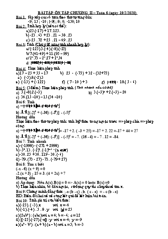 Bài tập ôn tập môn Toán Lớp 6 - Chương II