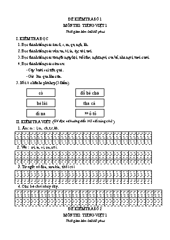 Bộ 16 đề kiểm tra học kì 1 môn Tiếng Việt Lớp 1