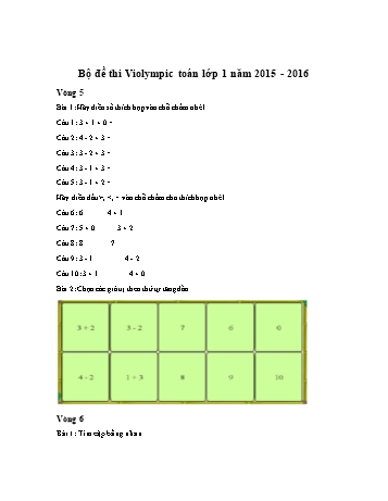 Bộ đề thi Violympic Toán Lớp 1 - Năm học 2015-2016 (Có đáp án)