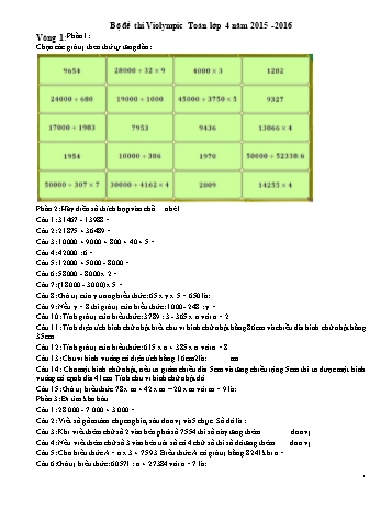 Bộ đề thi Violympic Toán Lớp 4 - Năm học 2015-2016