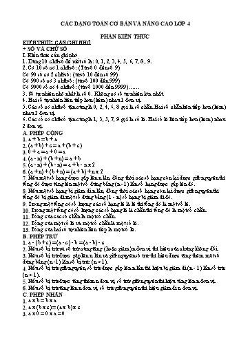 Các dạng toán cơ bản và nâng cao Lớp 4