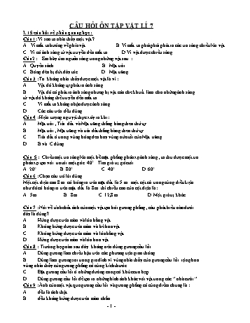 Câu hỏi ôn tập môn Vật lí Lớp 7