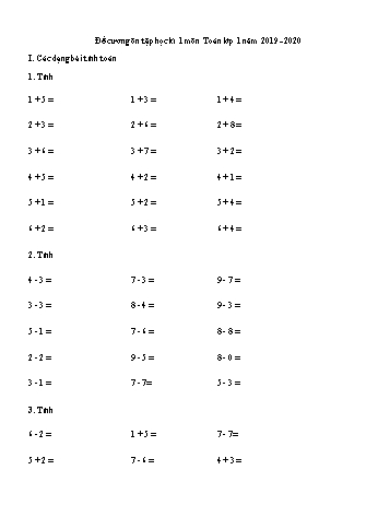 Đề cương ôn tập học kì 1 môn Toán Lớp 1 - Năm học 2019-2020