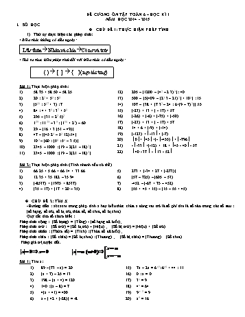 Đề cương ôn tập học kì I môn Toán Lớp 6 - Năm học 2014-2015