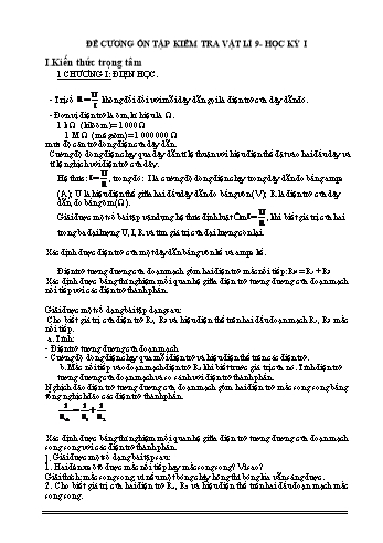 Đề cương ôn tập kiểm tra học kỳ I môn Vật lí Lớp 9