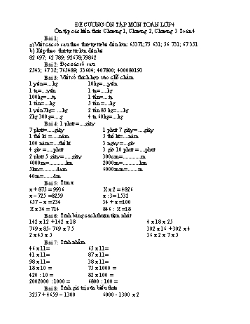 Đề cương ôn tập môn Toán Lớp 4