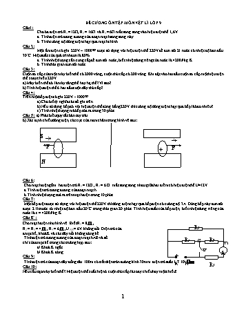 Đề cương ôn tập môn Vật lí Lớp 9