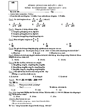 Đề khảo sát học sinh giỏi lần 5 Lớp 5 - Năm học 2011-2012 - Trường Tiểu học Hồng Phong (Có đáp án)