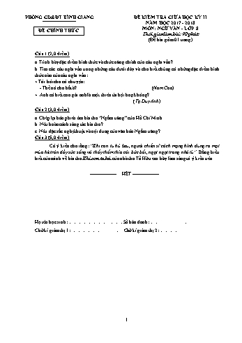 Đề kiểm tra giữa học kỳ II môn Ngữ văn Lớp 8 - Năm học 2017-2018 - Phòng GD&ĐT Bình Giang (Có đáp án)