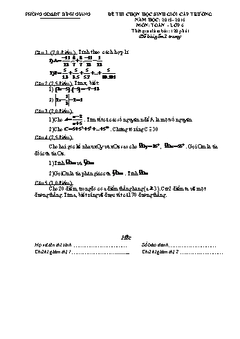 Đề thi chọn học sinh giỏi cấp trường môn Toán Lớp 6 - Năm học 2015-2016 - Trường THCS Tân Việt (Kèm hướng dẫn chấm và biểu điểm)