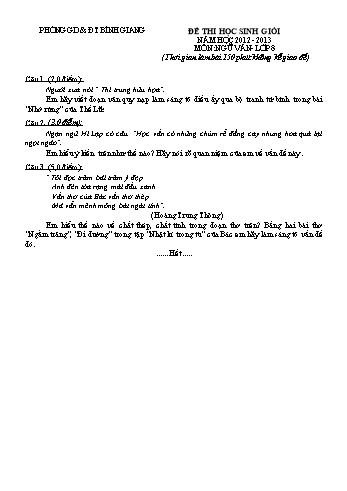 Đề thi học sinh giỏi môn Ngữ văn Lớp 8 - Năm học 2012-2013 - Phòng GD&ĐT Bình Giang (Kèm hướng dẫn chấm)
