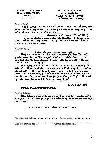 Đề thi môn Ngữ văn Lớp 9 - Trường THCS Vũ Hữu - Mã đề 01 (Kèm hướng dẫn chấm)