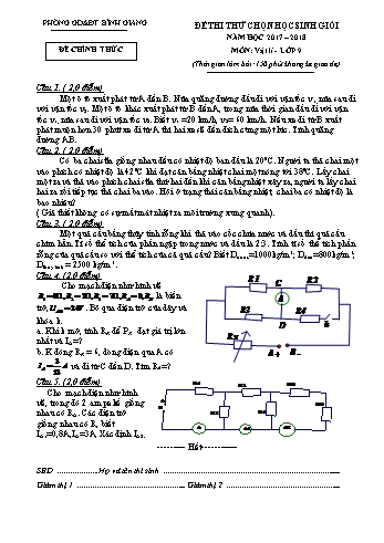 Đề thi thử chọn học sinh giỏi môn Vật lí Lớp 9 - Năm học 2017-2018 - Phòng GD&ĐT Bình Giang