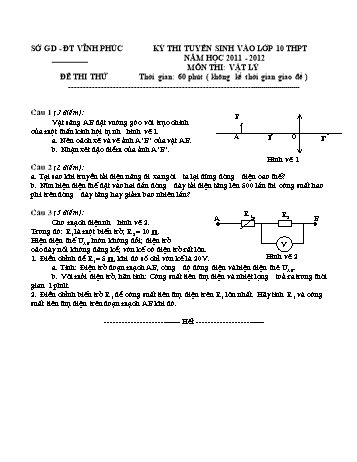 Đề thi tuyển sinh vào lớp 10 THPT môn Vật lý - Năm học 2011-2012 - Sở GD&ĐT Vĩnh Phúc - Đề thi thử số 4