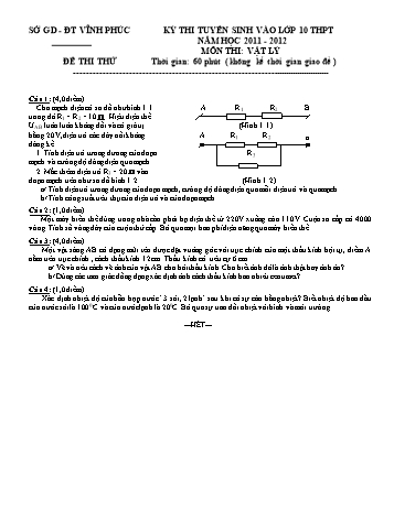 Đề thi tuyển sinh vào lớp 10 THPT môn Vật lý - Năm học 2011-2012 - Sở GD&ĐT Vĩnh Phúc - Đề thi thử số 5