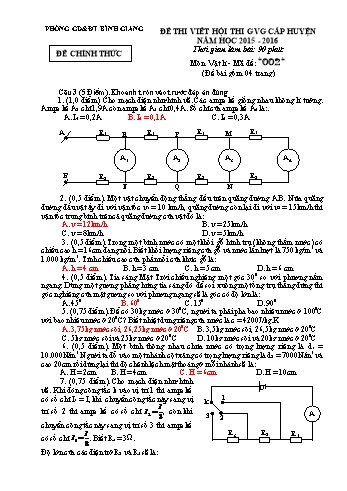 Đề thi viết hội thi giáo viên giỏi cấp huyện môn Vật lí - Năm học 2015-2016 - Phòng GD&ĐT Bình Giang - Đề số 002 (Có đáp án)