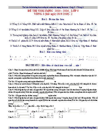 Đề thi Violympic 2015-2016 vòng 3 Lớp 5