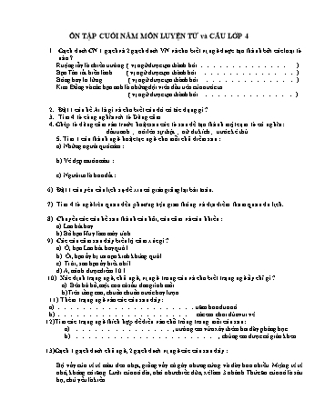 Ôn tập cuối năm môn Luyện từ và câu Lớp 4