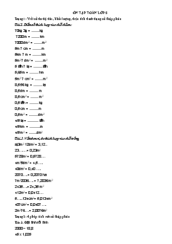 Ôn tập môn Toán Lớp 5