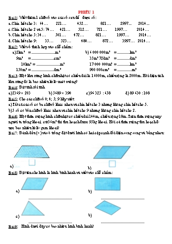 Phiếu bài tập môn Toán Lớp 4