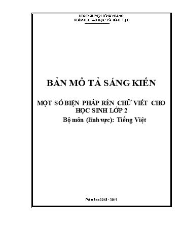 Sáng kiến kinh nghiệm Một số biện pháp rèn chữ viết đúng-viết đẹp cho học sinh lớp 2