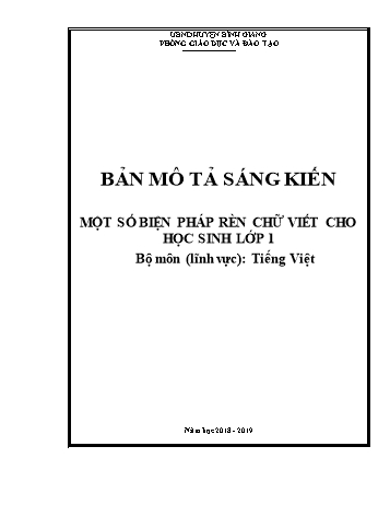 Sáng kiến kinh nghiệm Rèn chữ viết cho học sinh lớp 1