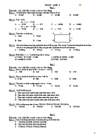 Tuyển tập 42 đề ôn tập môn Toán Lớp 4