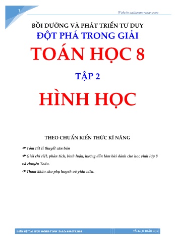 Bồi dưỡng và phát triển tư duy trong giải Toán học Lớp 8 Hình học (Tập 2)