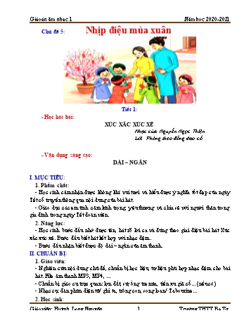 Giáo án Âm nhạc Lớp 1 (Kết nối tri thức) - Chủ đề 5: Nhịp điệu mùa xuân - Huỳnh Long Nguyện