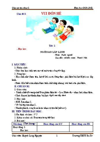 Giáo án Âm nhạc Lớp 1 (Kết nối tri thức) - Chủ đề 8: Vui đón hè - Huỳnh Long Nguyện