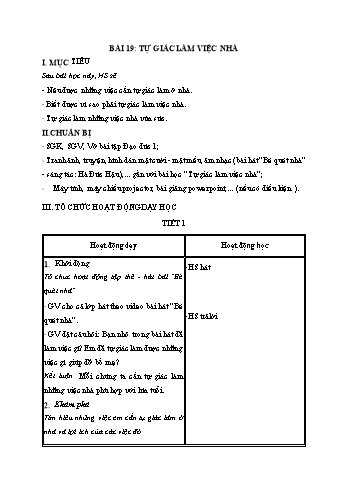 Giáo án Đạo đức Lớp 1 (Kết nối tri thức) - Bài 19: Tự giác làm việc nhà