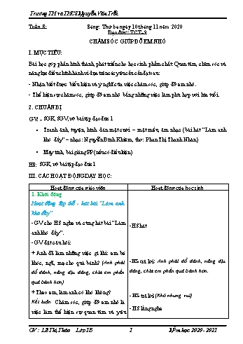 Giáo án Đạo đức Lớp 1 - Tuần 8: Chăm sóc giúp đỡ em nhỏ - Lê Thị Thảo