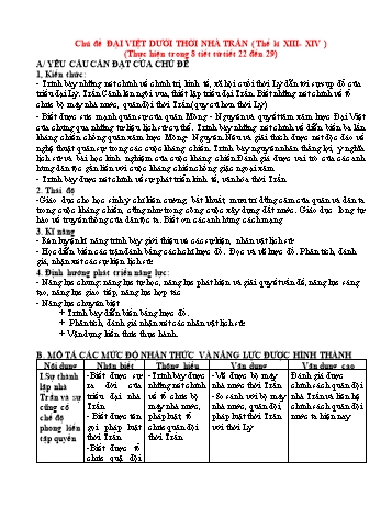 Giáo án Lịch sử 7 - Chủ đề: Đại việt dưới thời nhà Trần (Thế kỉ XIII-XIV) - Tiết 22 đến Tiết 29