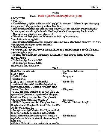 Giáo án môn Toán Lớp 1 - Bài 10: Phép cộng trong phạm vi 10 (Tiết 3)