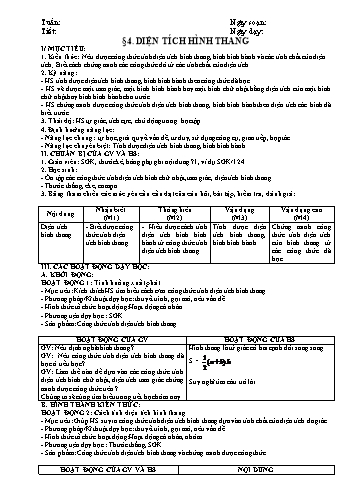 Giáo án Phát triển năng lực Toán Hình học Lớp 8 - Bản 2 cột (5 hoạt động) - Chương IIb