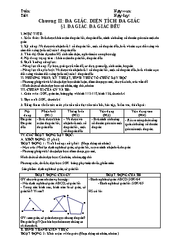 Giáo án Phát triển năng lực Toán Hình học Lớp 8 - Bản 2 cột (5 hoạt động) - Chương II