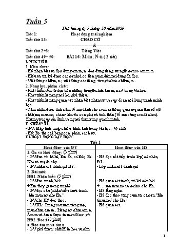 Giáo án Tiếng Việt+Toán Lớp 1 - Tuần 5 - Năm học 2020-2021