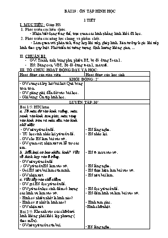 Giáo án Toán Lớp 1 - Bài 19: Ôn tập hình học - Huỳnh Thị Diệu Thúy