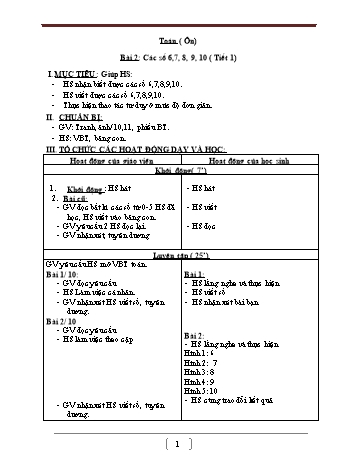 Giáo án Toán Lớp 1 - Bài 2: Các số 6, 7, 8, 9, 10 - Huỳnh Thị Diệu Thúy